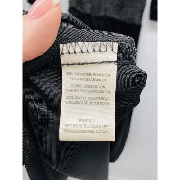 Maison Tara Dress Womens 10 Black Velvet Midi Smocked Waist Goth whimsigoth - Picture 7 of 8